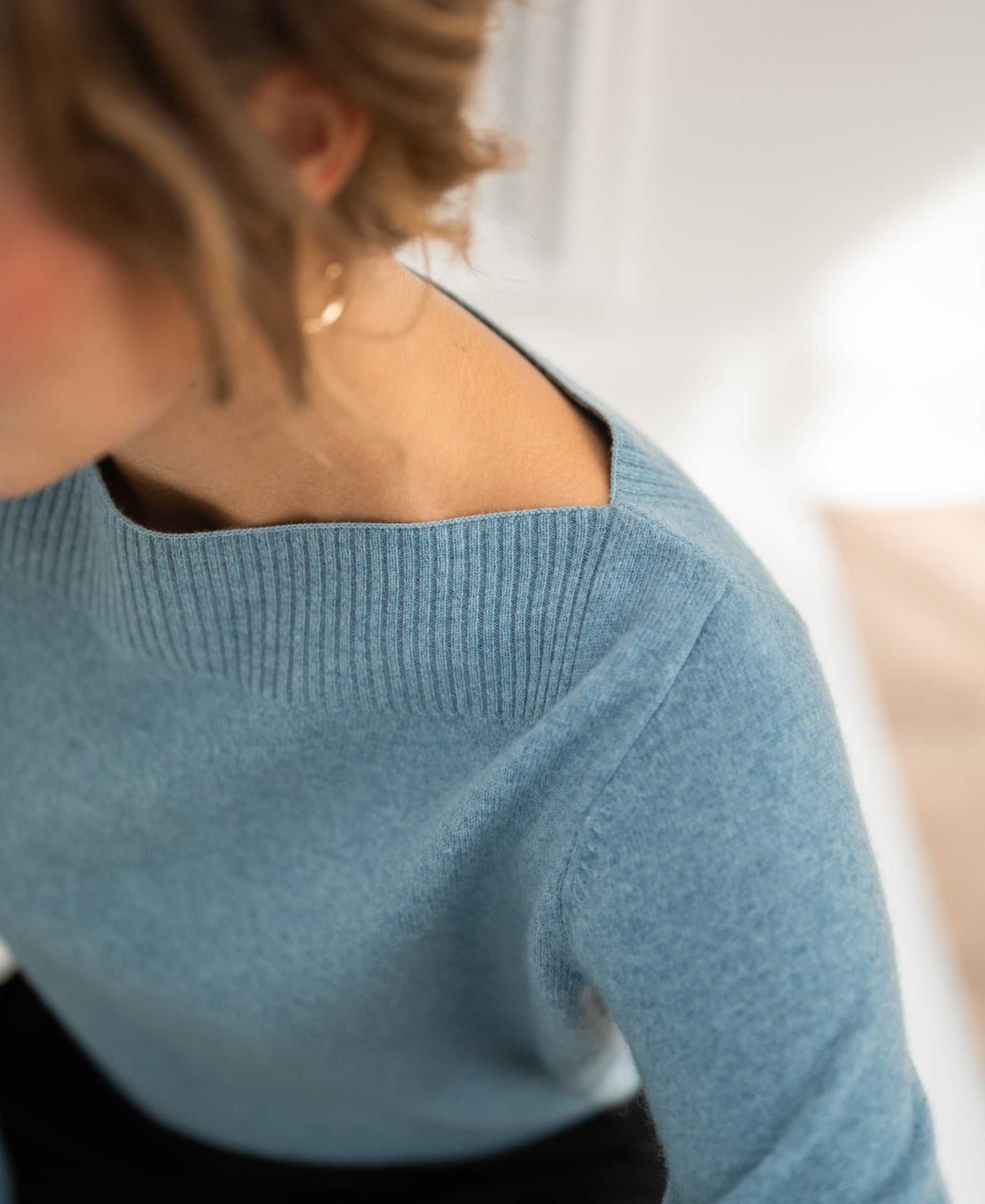 Boat neck sweater LA JACQ Misty Blue