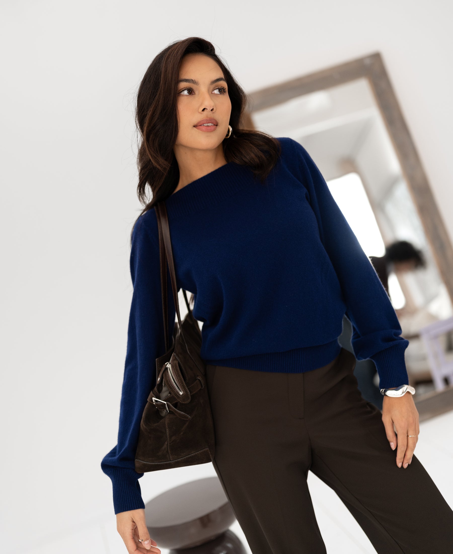 Trui met boothals LA JACQ Navy