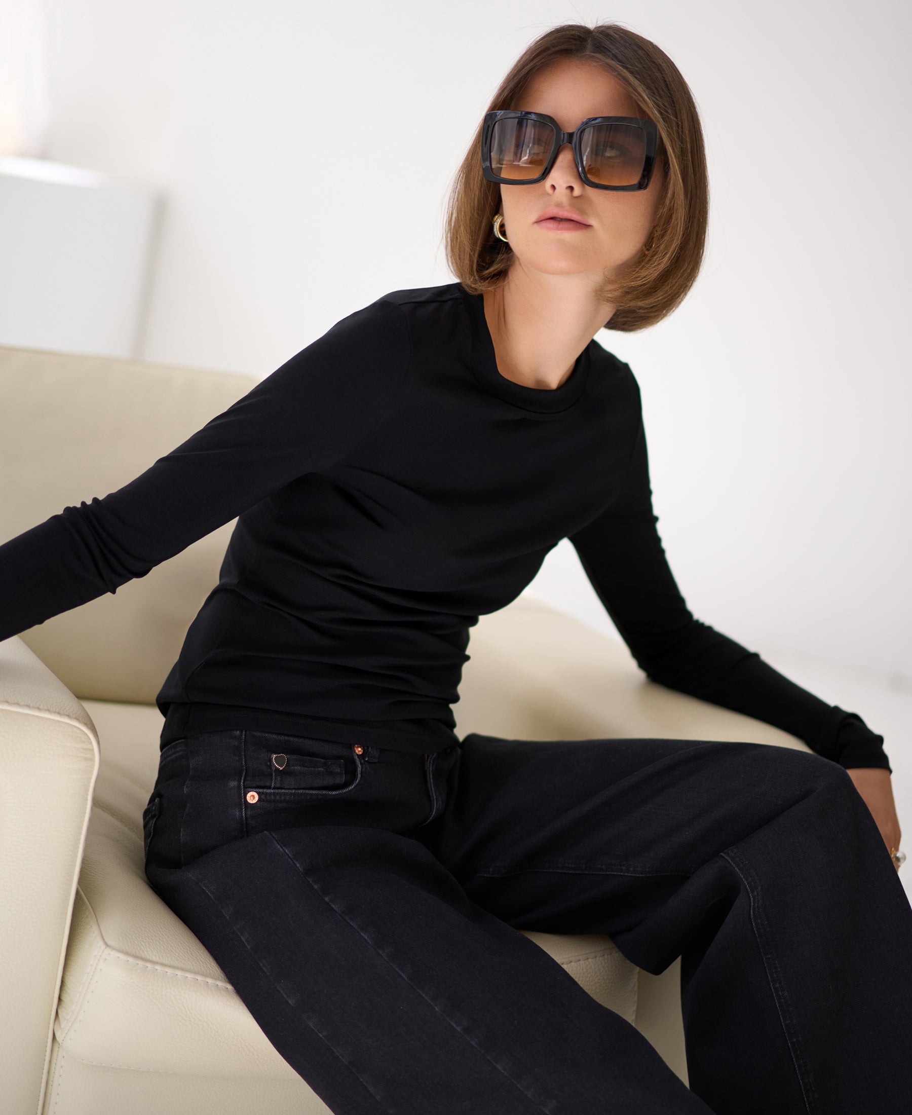 Luxus-Langarmshirt LA JANE Schwarz