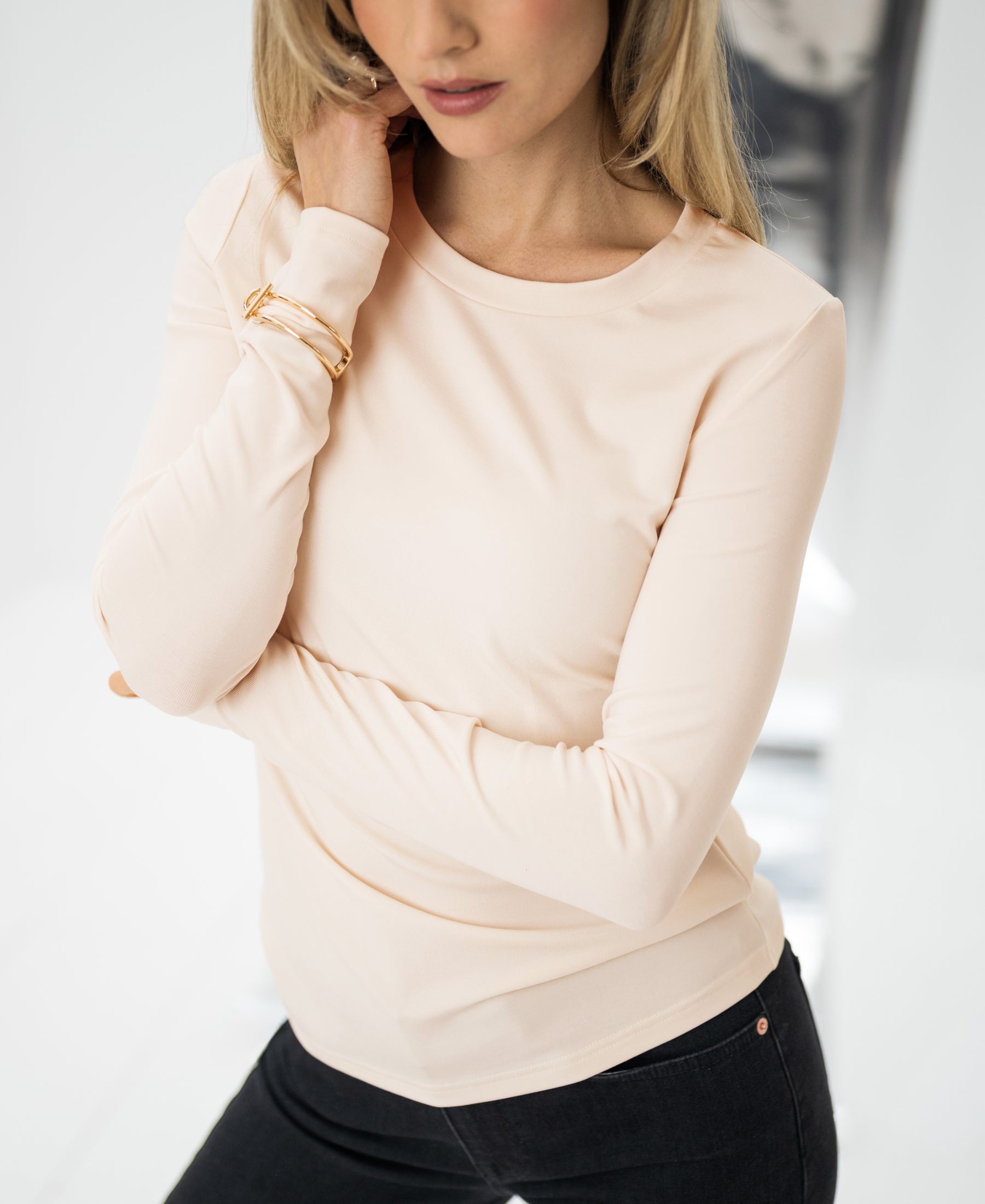 Luxury T-shirt long sleeve LA JANE Blush