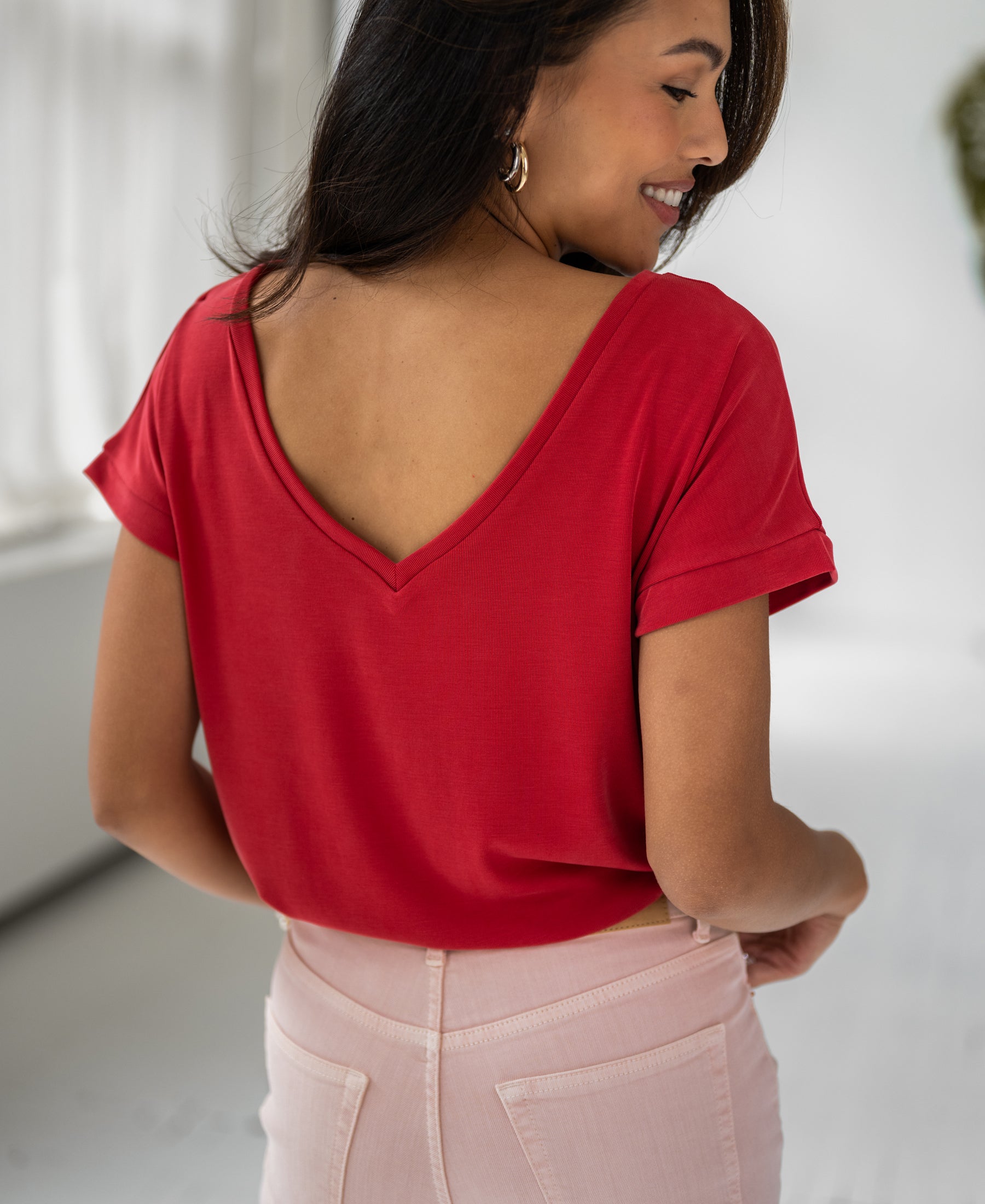 Red reversible LA JULIEN T-shirt by PLEIN PUBLIQUE.