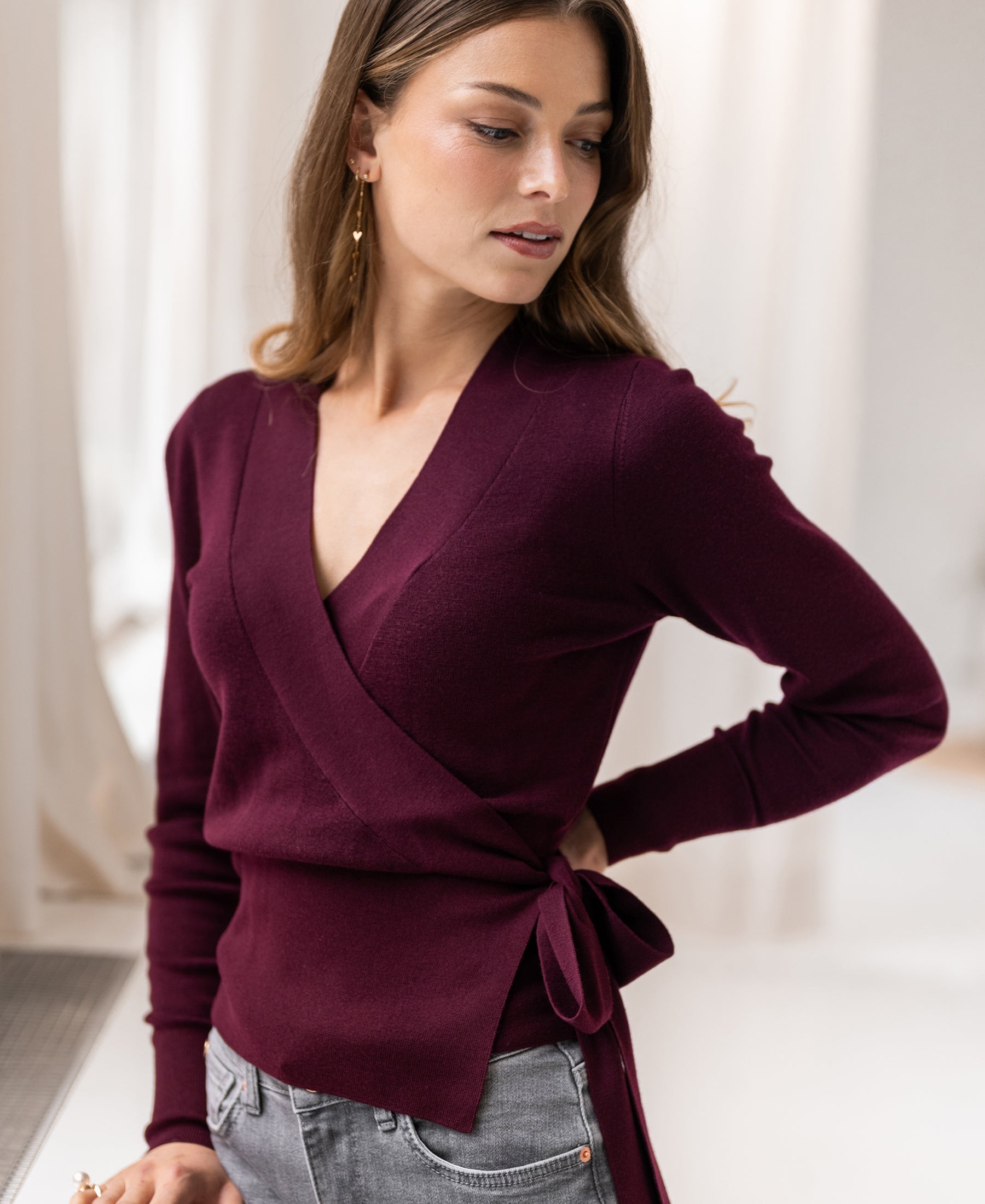 Wickel-Strickjacke LA KELLY Bordeaux