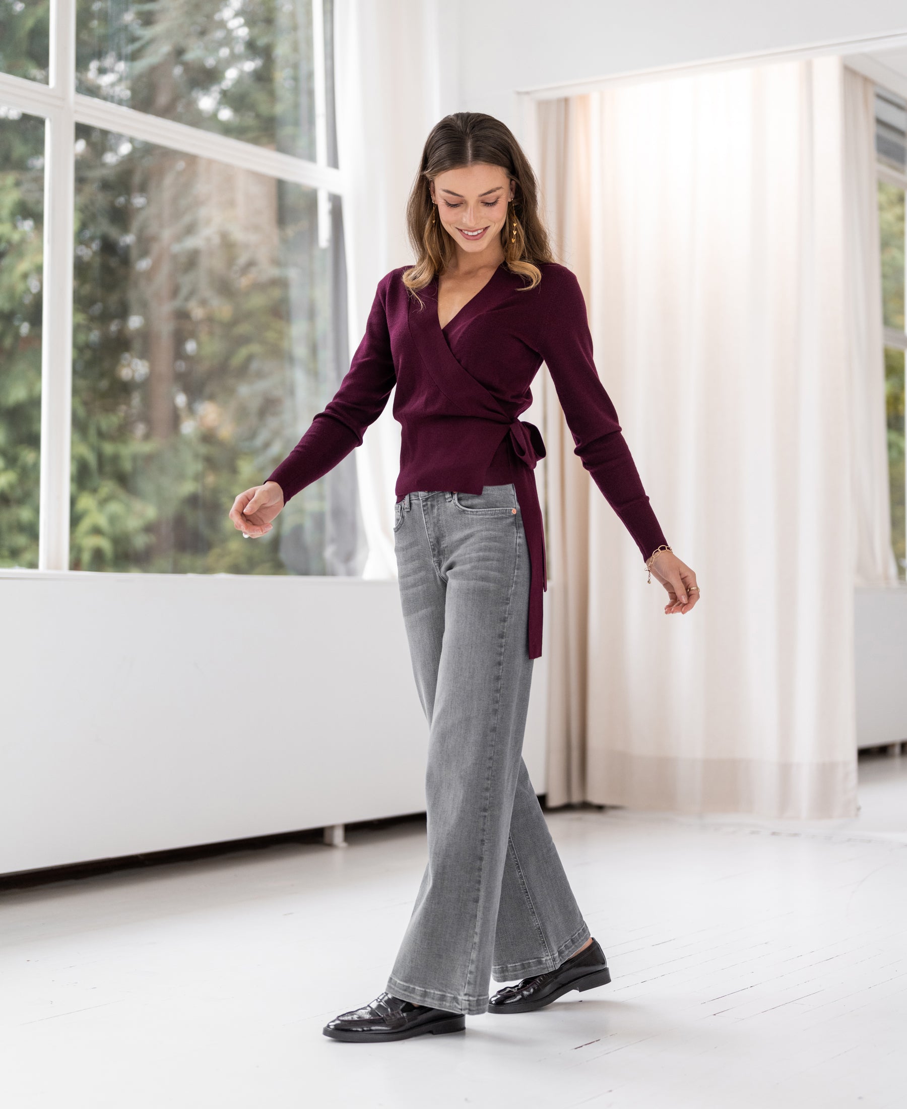 Wickel-Strickjacke LA KELLY Bordeaux