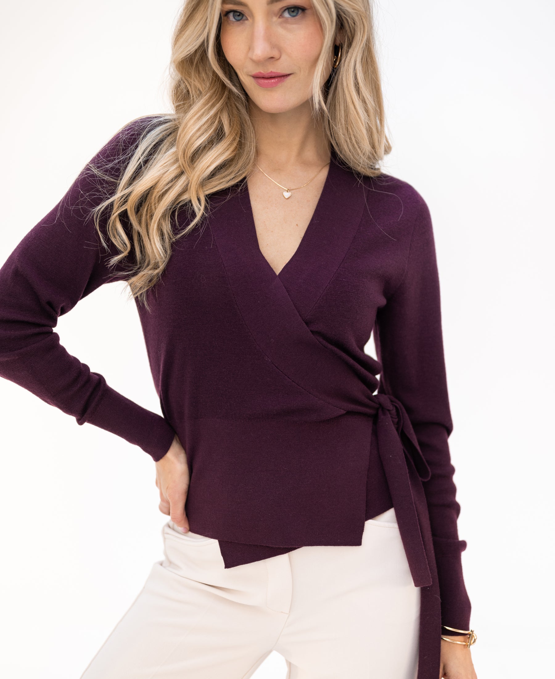 Wrap cardigan LA KELLY Eggplant