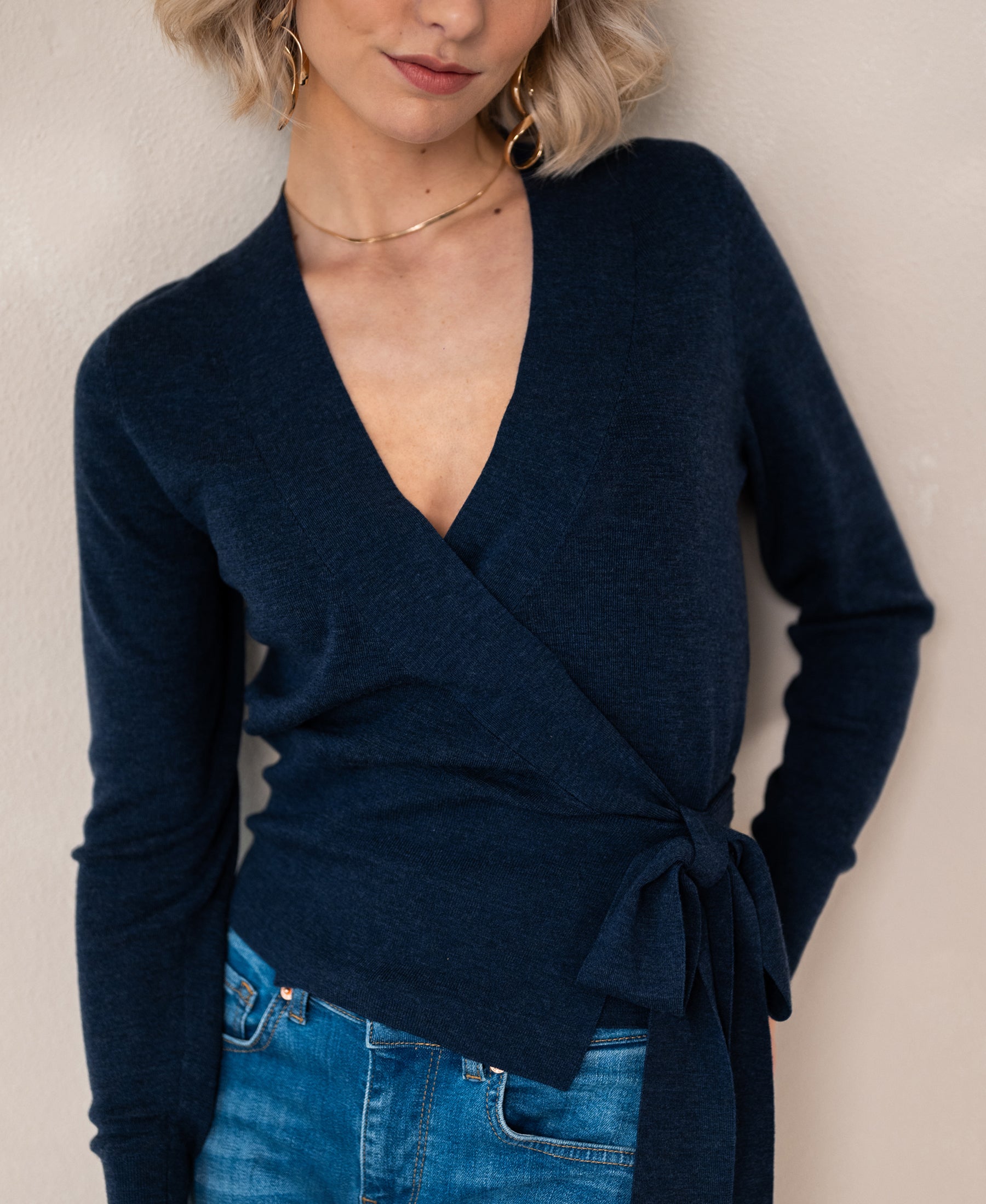 Wickelstrickjacke LA KELLY denim blue