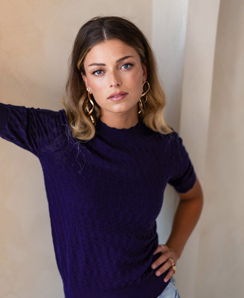 Merino wool sweater LA BRIOCHE Royal Blue