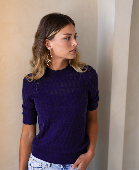 Merino wool sweater LA BRIOCHE Royal Blue