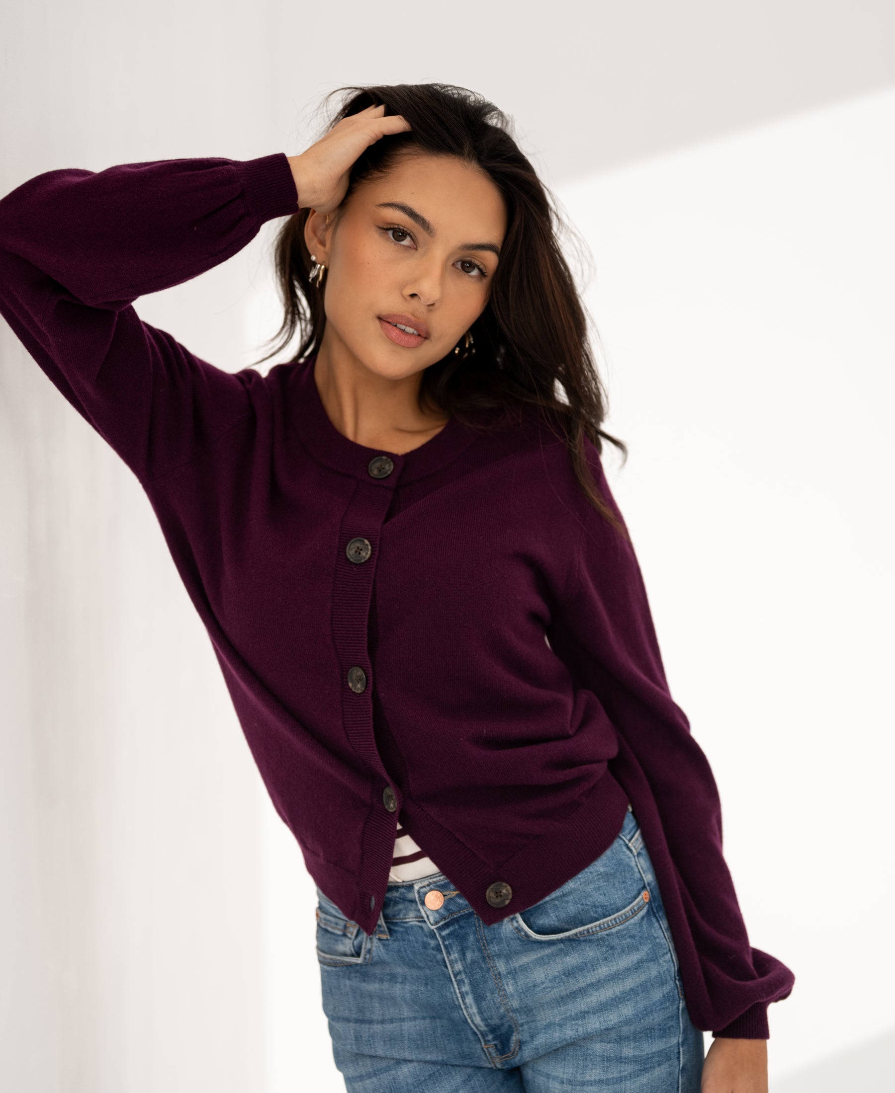 Vest ronde hals LA LEA Dark cassis