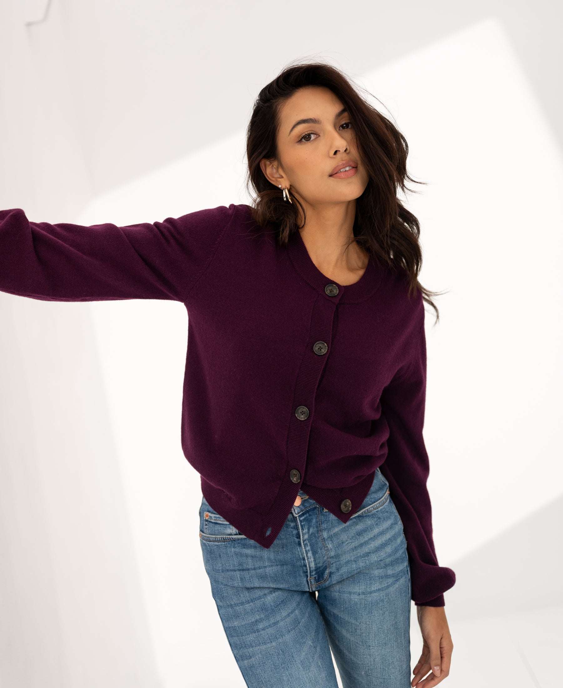 Vest ronde hals LA LEA Dark cassis