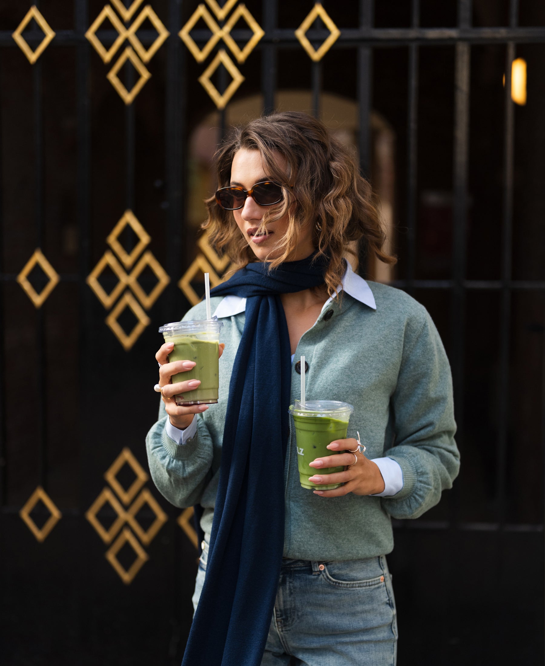 Vest ronde hals LA LEA Mistblauw-groen