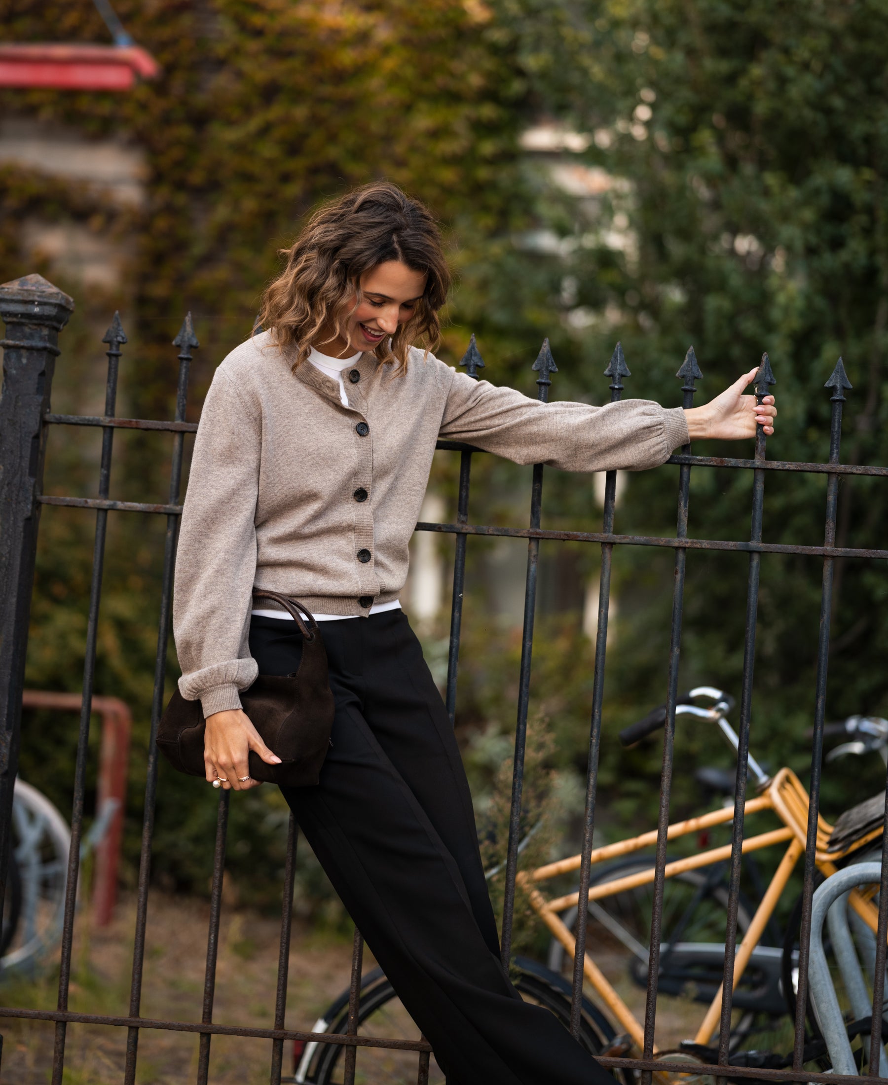 Vest ronde hals LA LEA Warm taupe