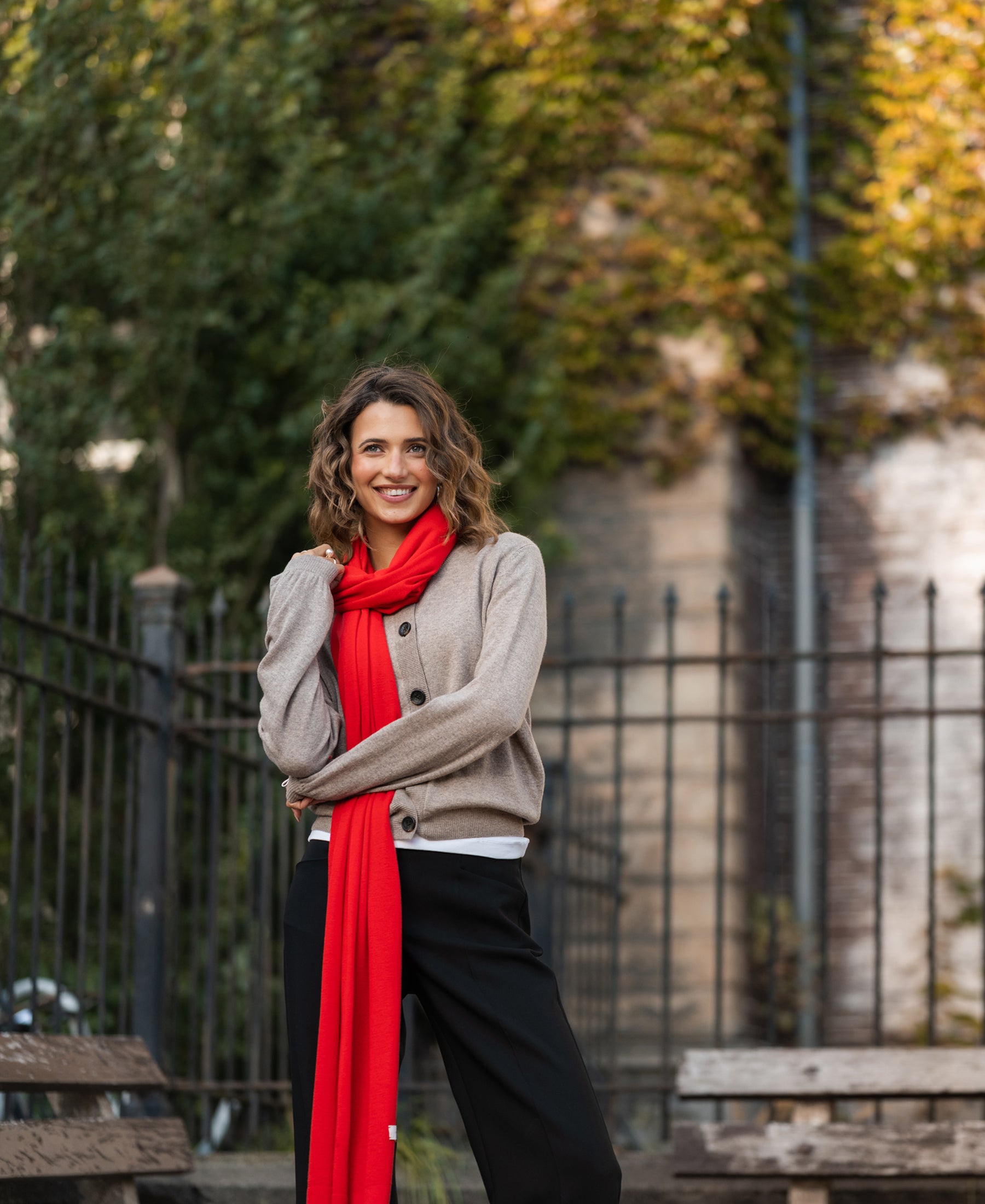 Vest ronde hals LA LEA Warm taupe