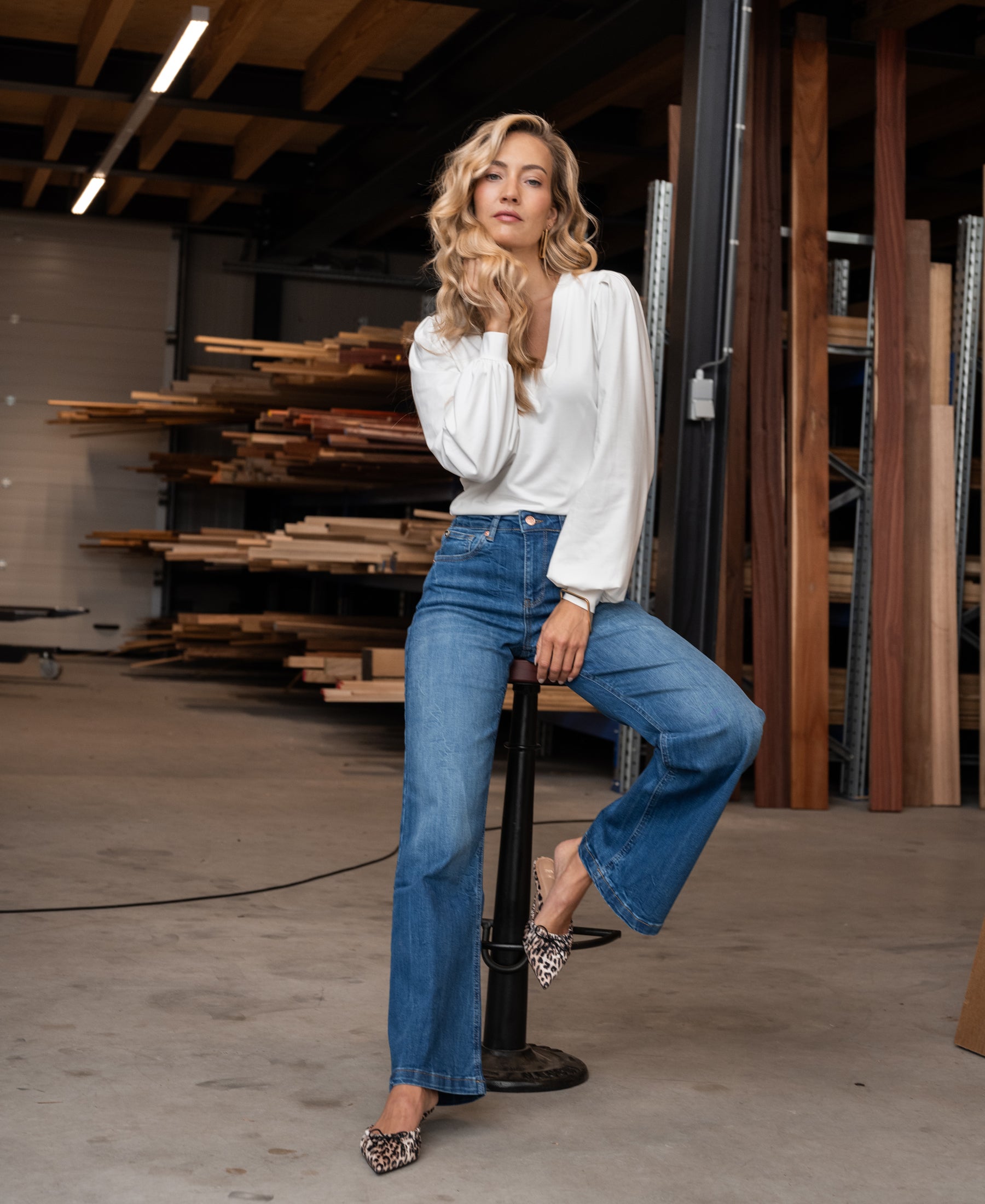 Wide leg jeans LES DEUX Stonewash