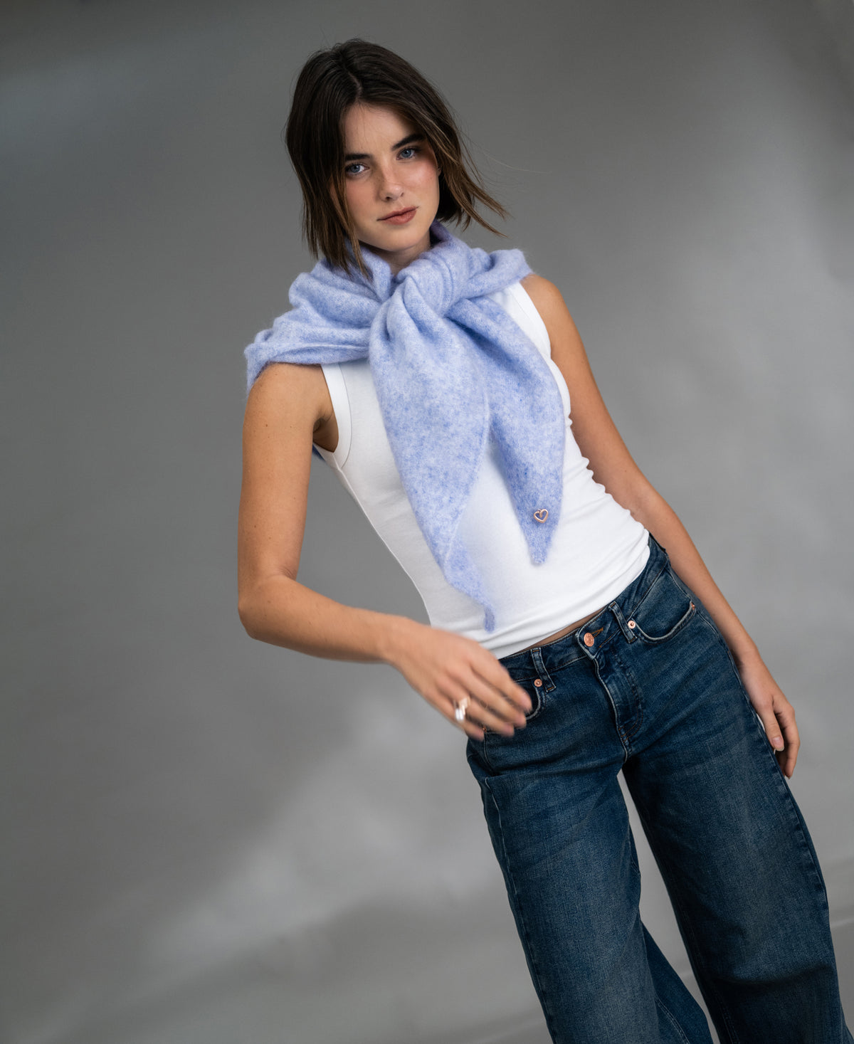 Mohair-Schal LA LILOU Hellblau