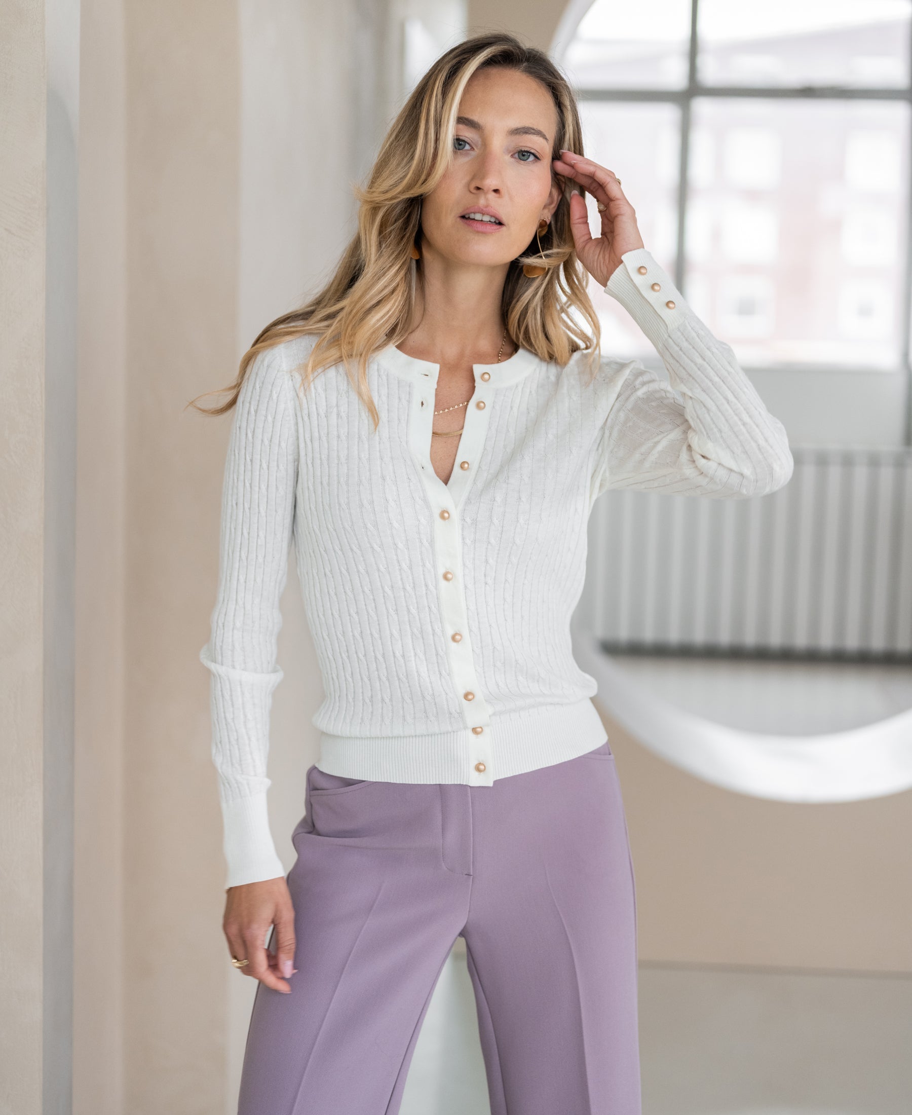Cable knit sweater LA LOUNA Ivory