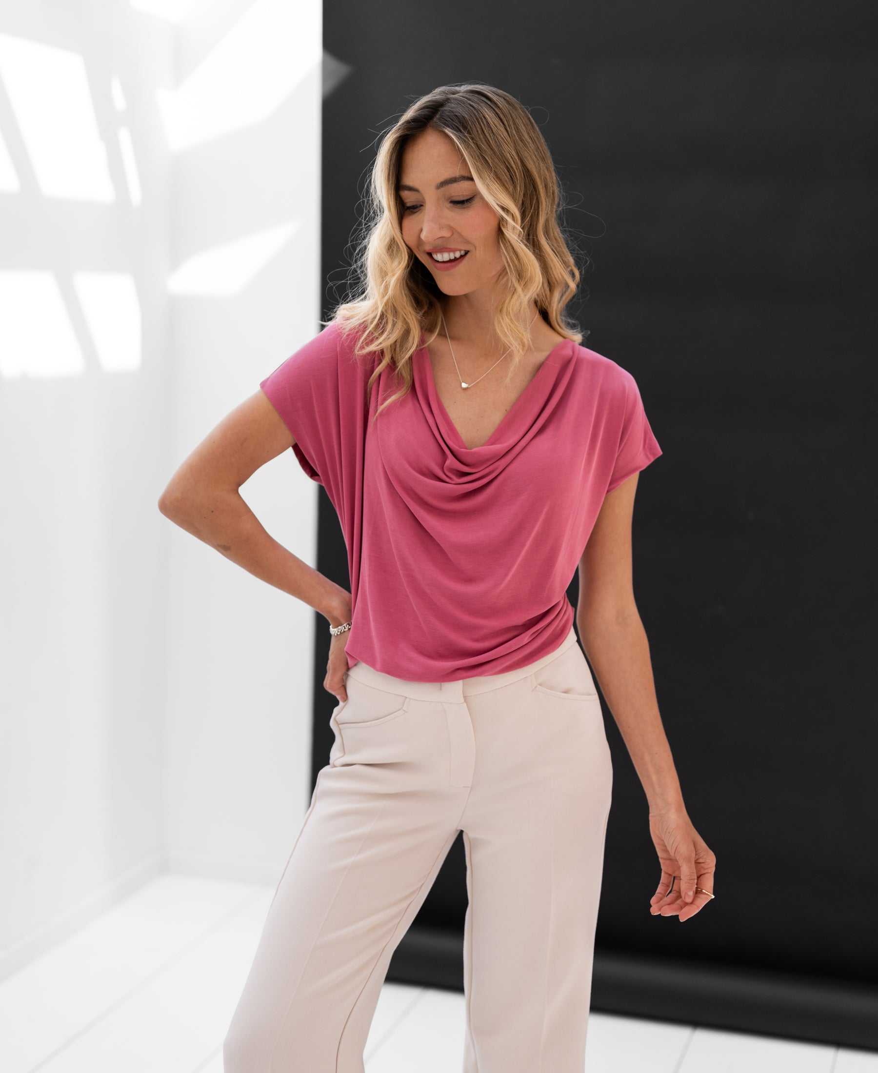 Top watervalhals LA LUCA Roze