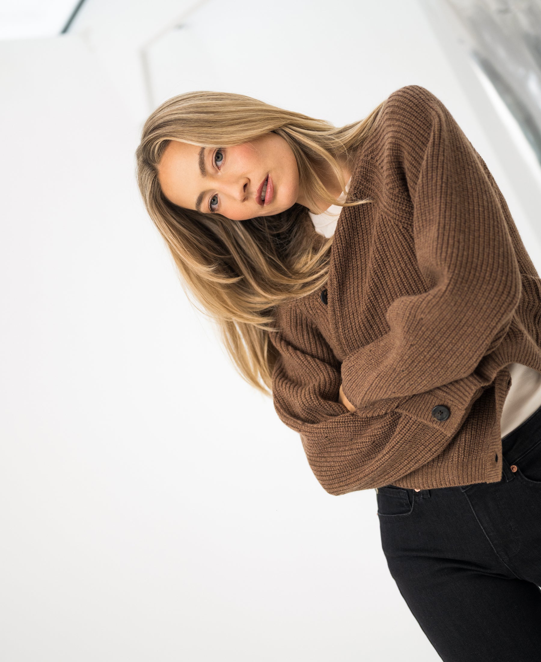 Merino cardigan LA LYON Tobacco