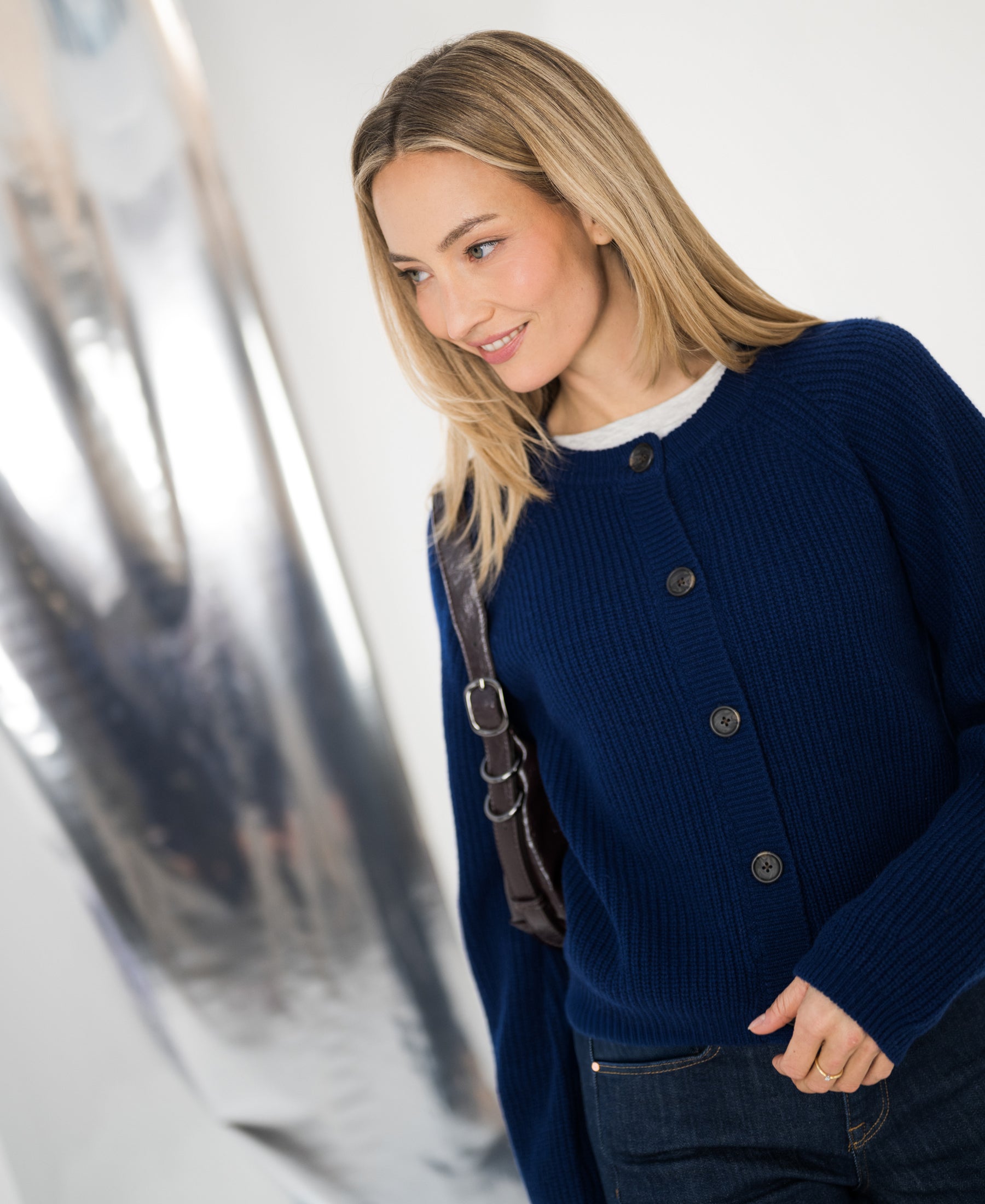 Merino cardigan LA LYON Navy