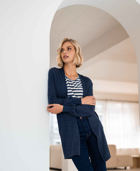 Merino vest LA PREMIERE Denimblauw