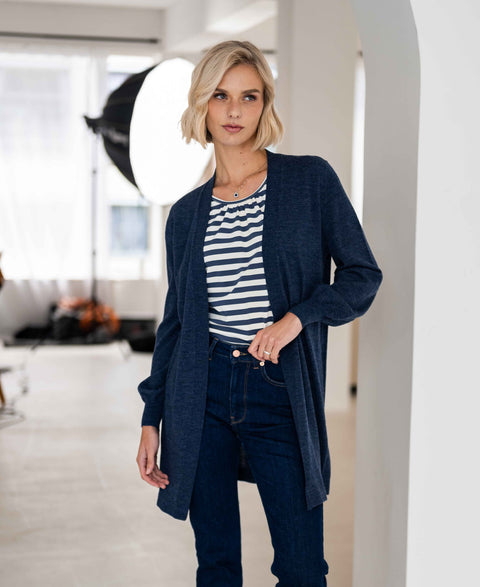 Merino vest LA PREMIERE Denimblauw