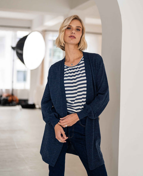 Merino vest LA PREMIERE Denimblauw