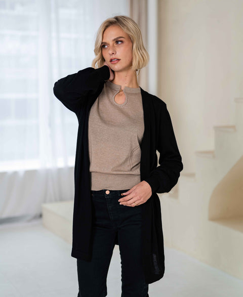 Merino cardigan LA PREMIERE Black