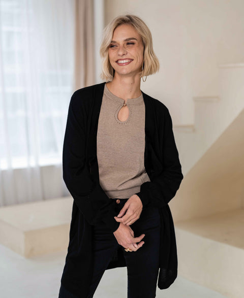 Merino cardigan LA PREMIERE Black