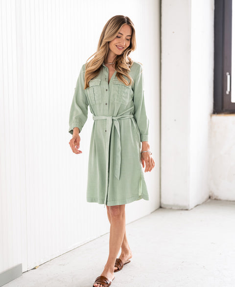 Tencel blouse dress LA CHRIS Soft Green