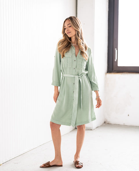 Tencel blouse dress LA CHRIS Soft Green