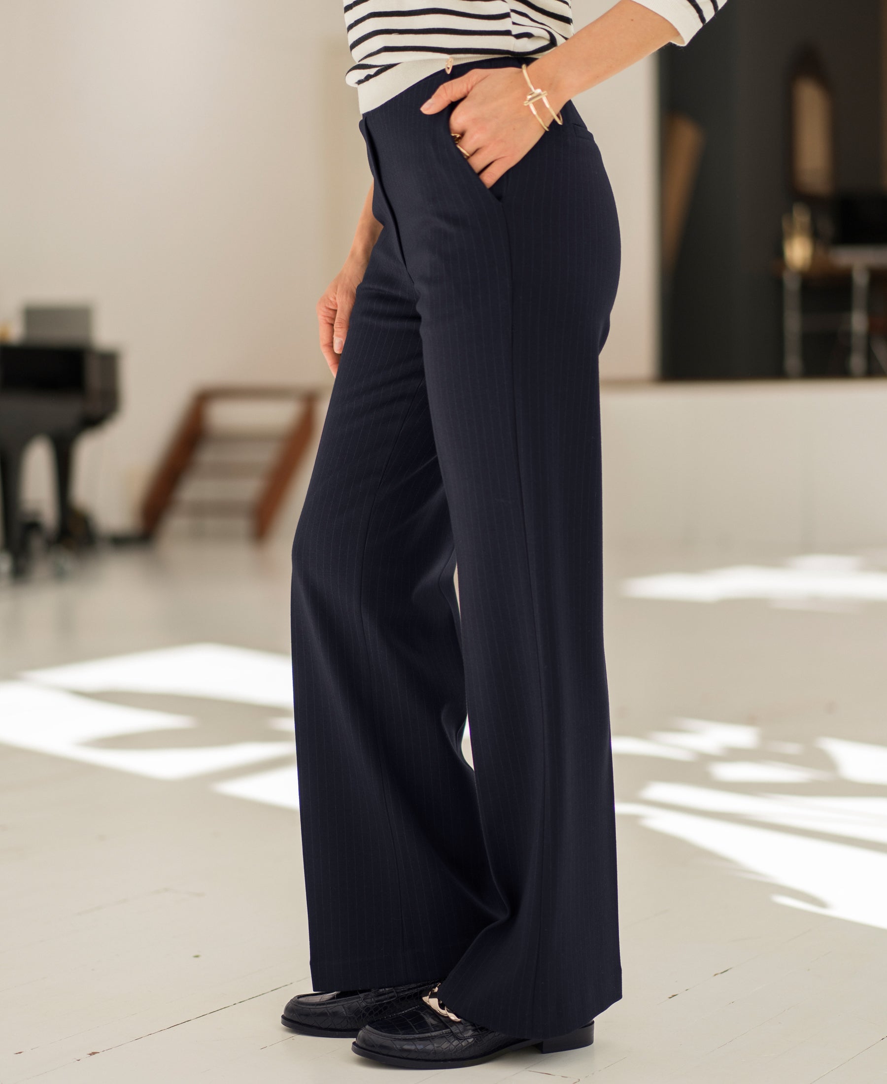 Krijtstreep pantalon LE MALO Donkerblauw