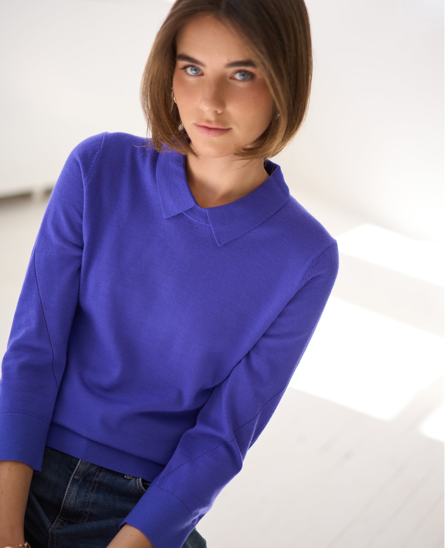 Merino trui met polokraagje LA MARCEAU Blue Iris