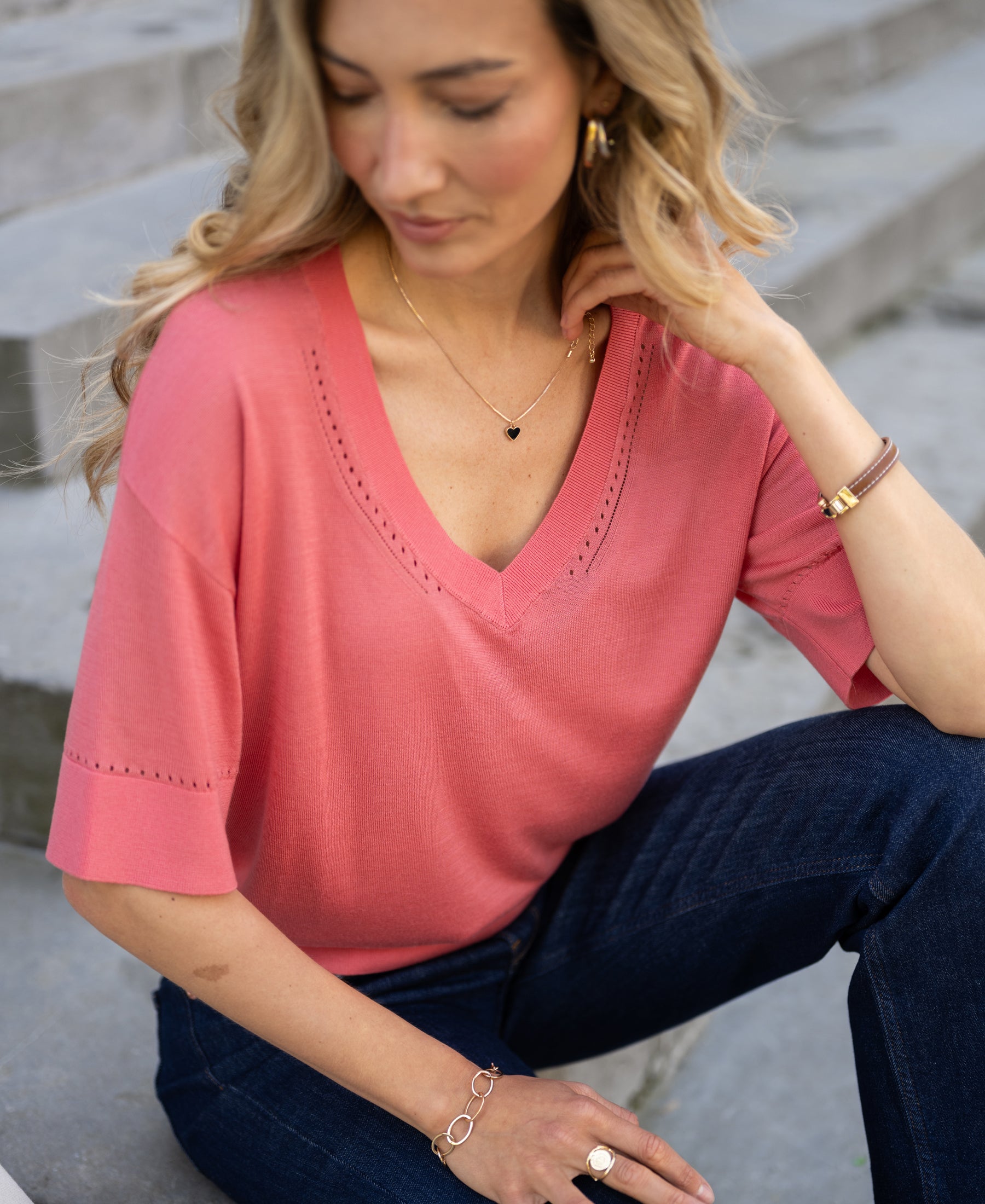 Silk top LE MARDY Flamingo