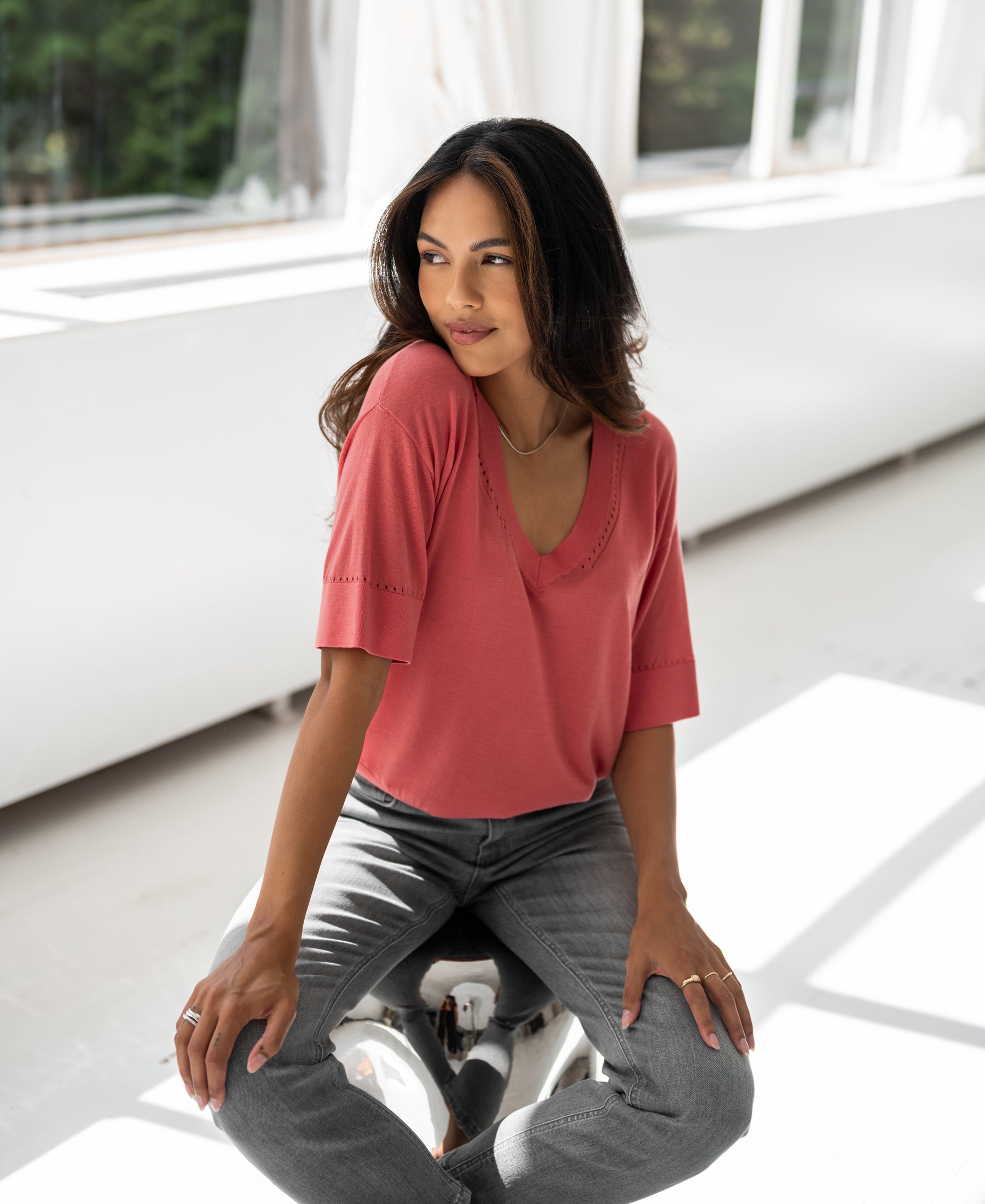 Silk top LE MARDY Flamingo