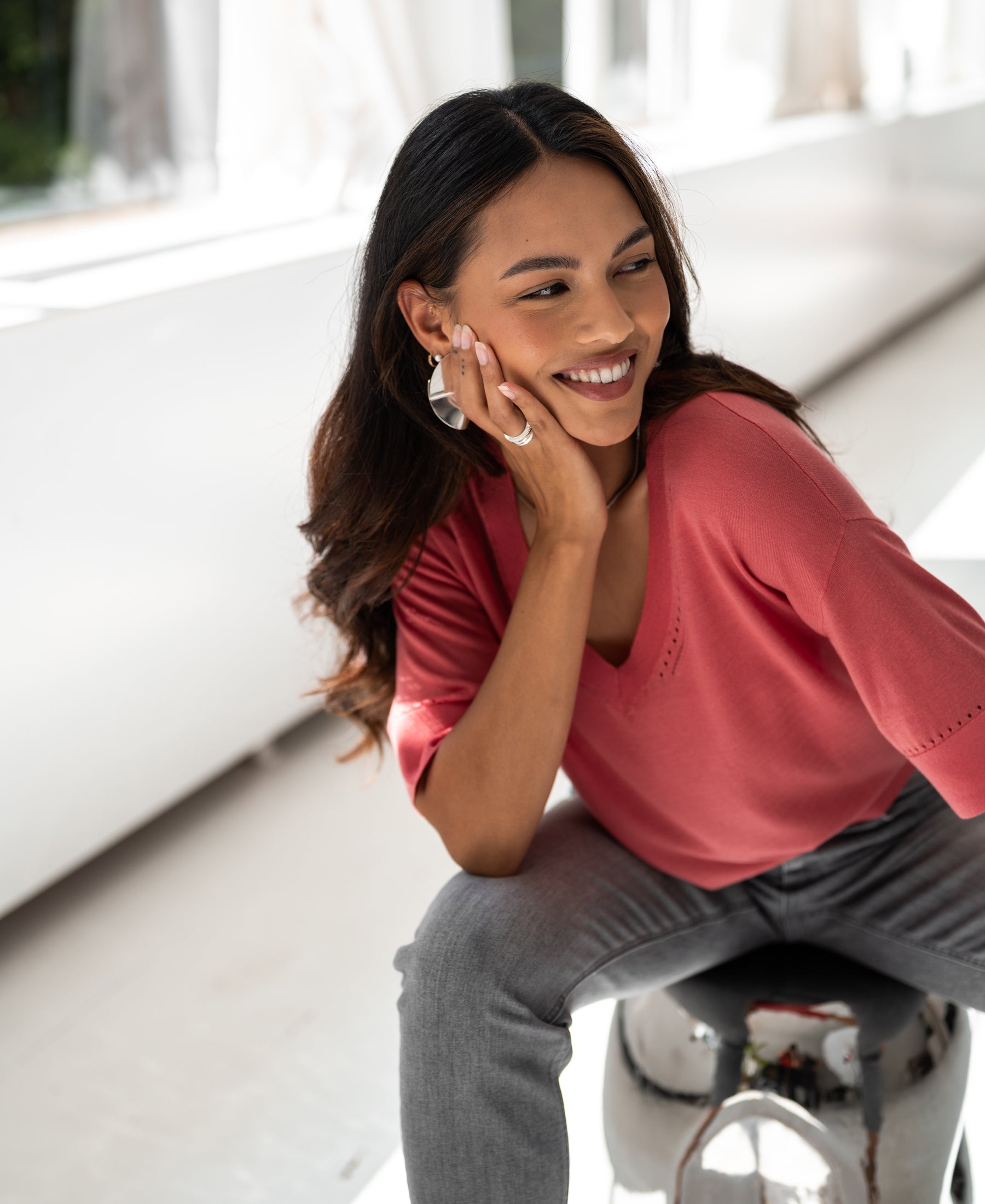 Top met zijde LE MARDY Flamingo