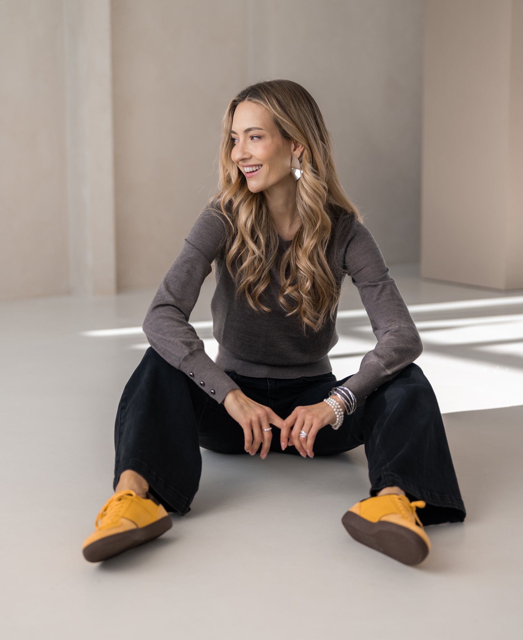 Merino sweater LA MARIS Taupe - black