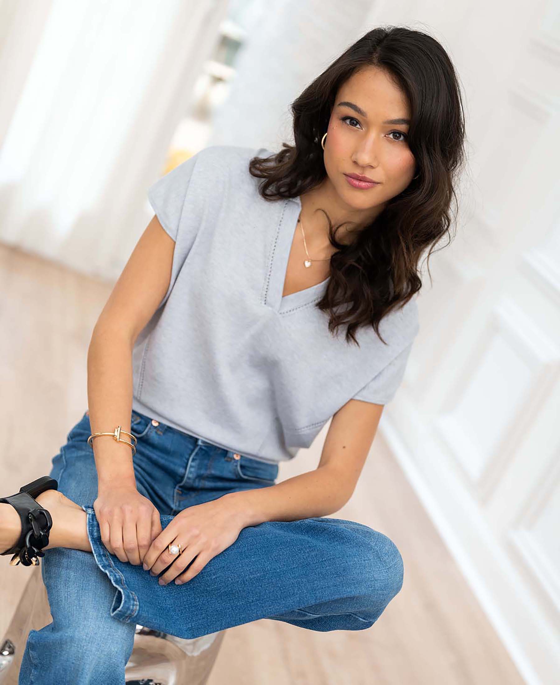 Pullover Polokragen LE MARTIN Silber grau