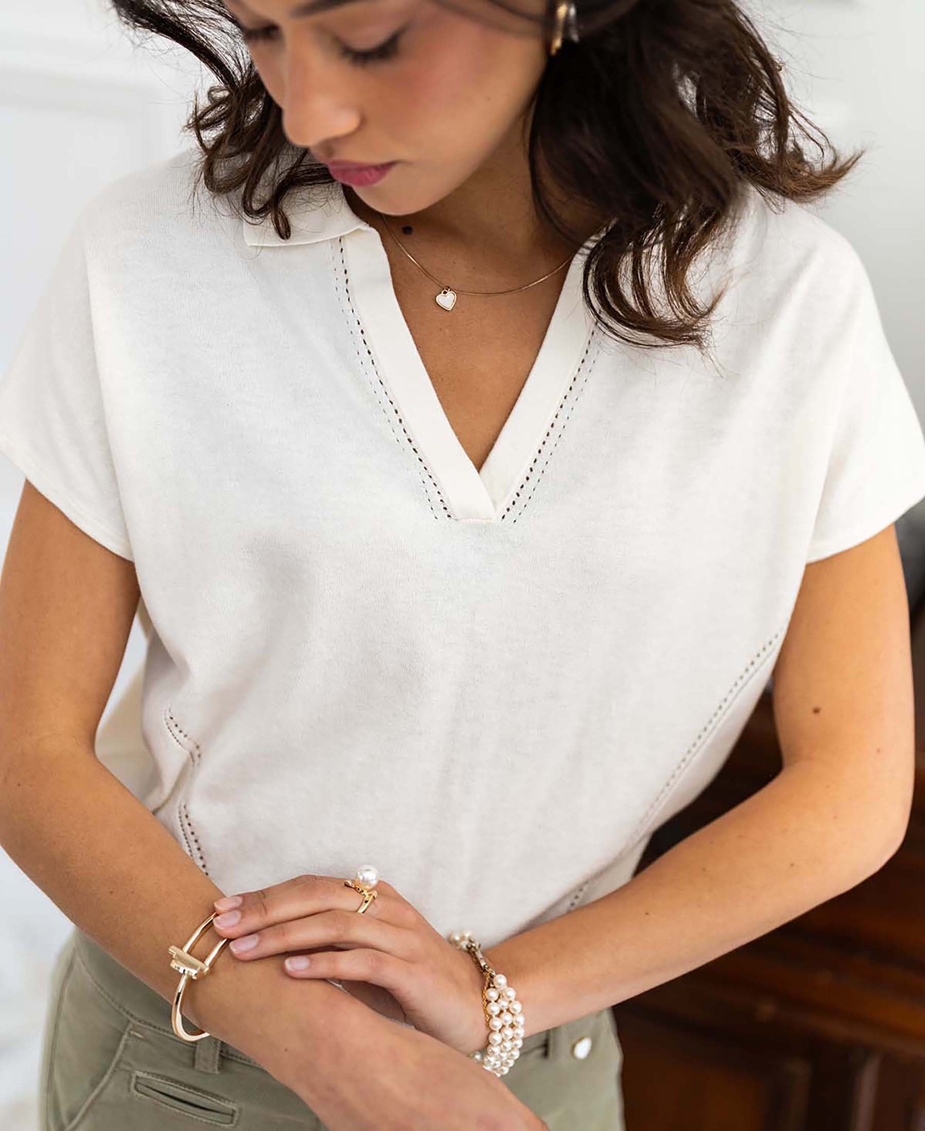 Polo collar sweater LE MARTIN Ivory