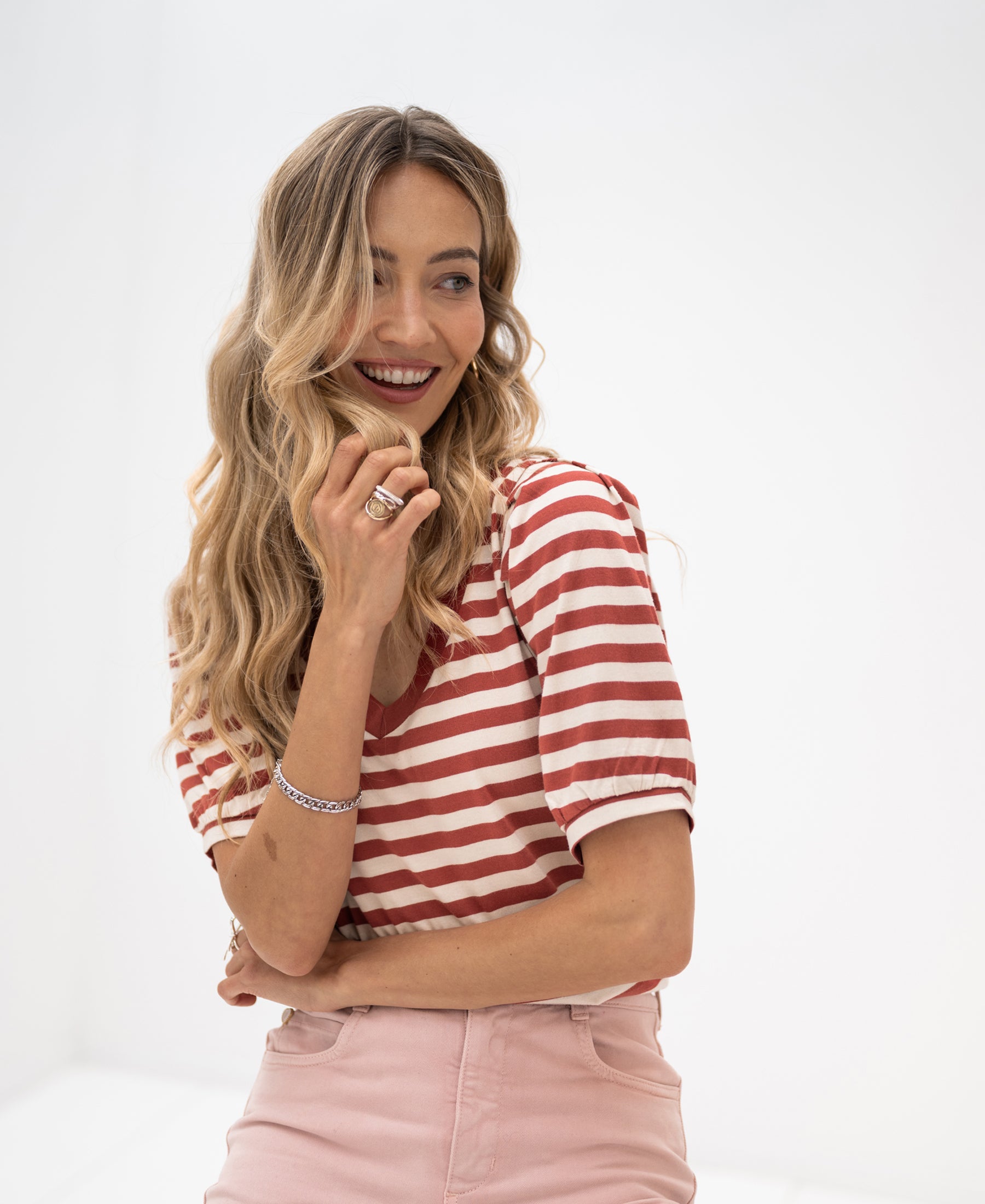 Striped shirt LA CECIL Sand-Black