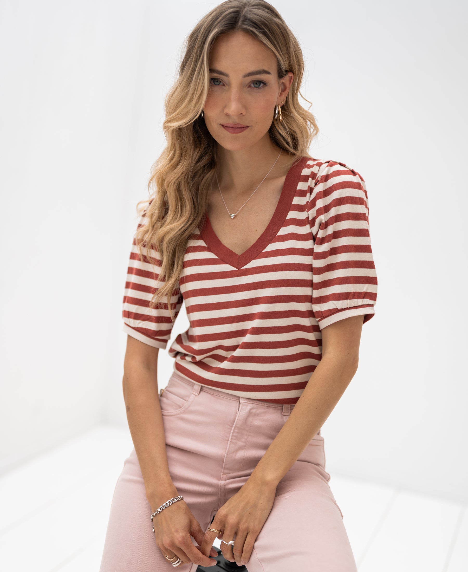 Striped shirt LA CECIL Sand-Black