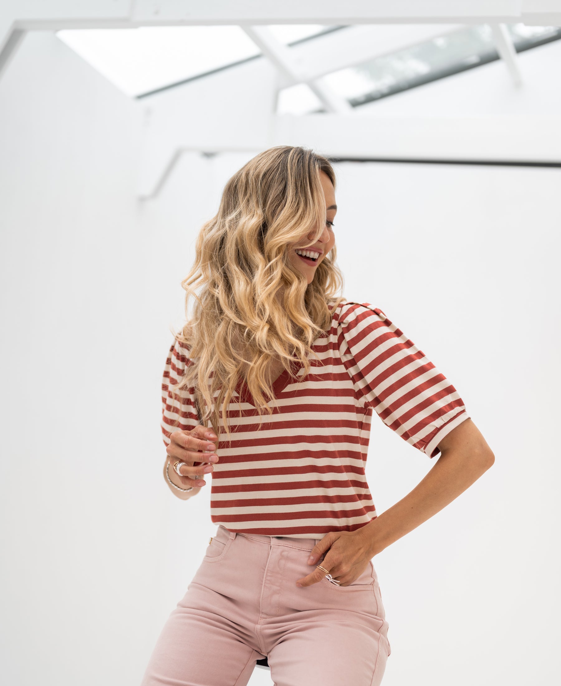 Striped shirt LA CECIL Sand-Black