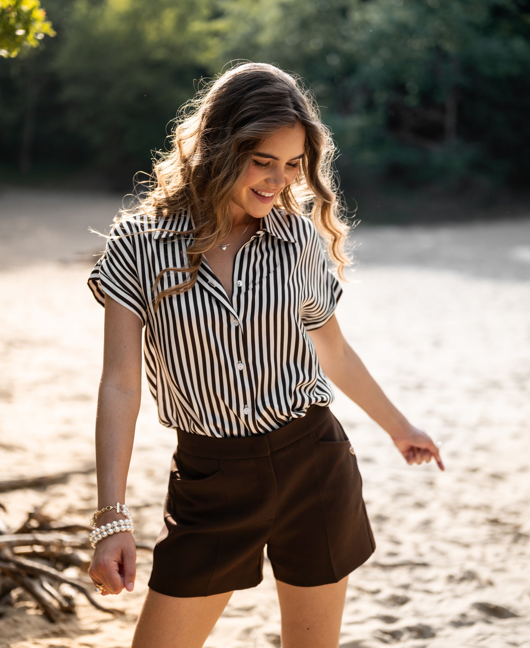 Blouse LA MICHELLE Bruin Gestreept
