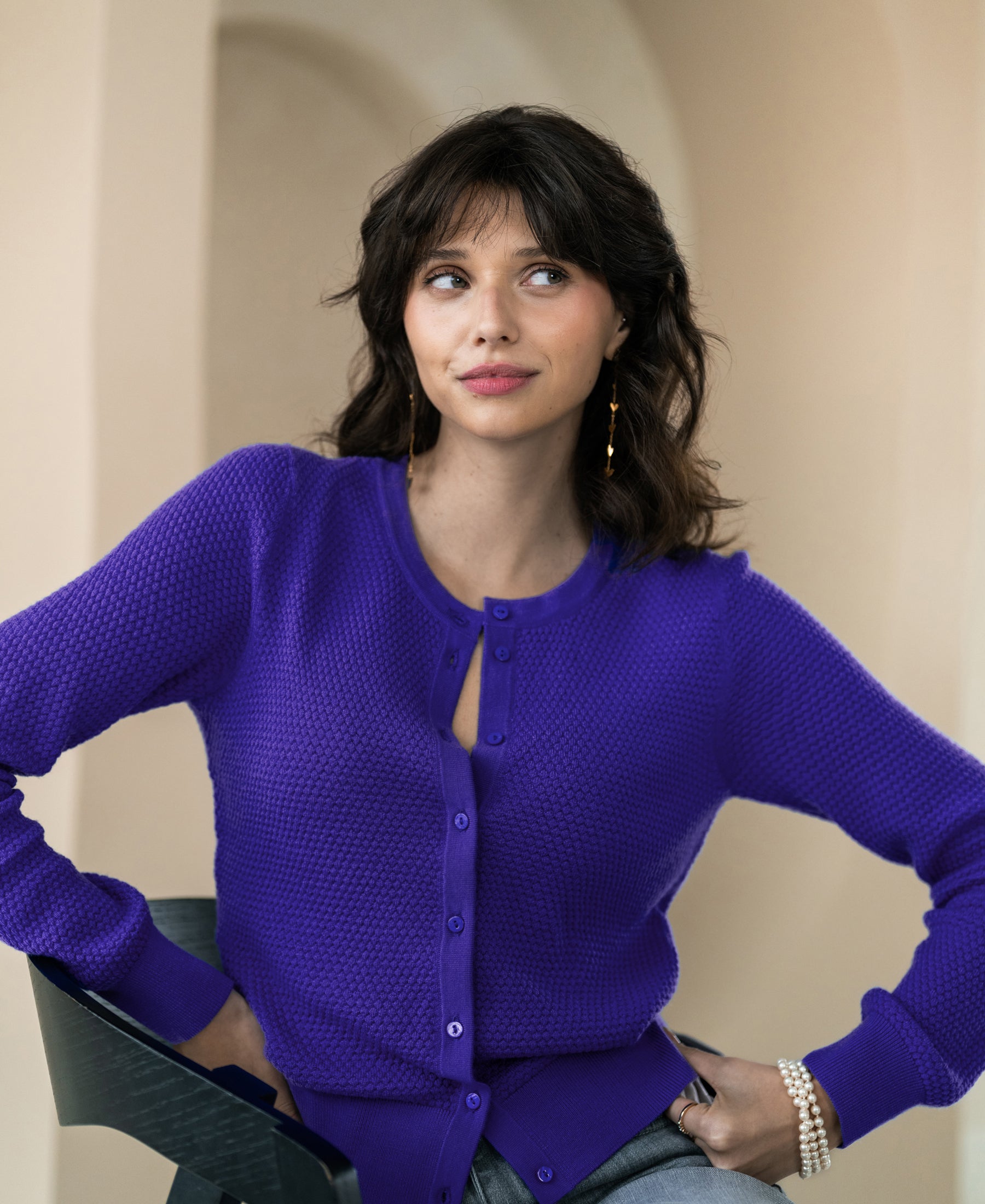Struktur Strickjacke LA MIKI Blaue Iris