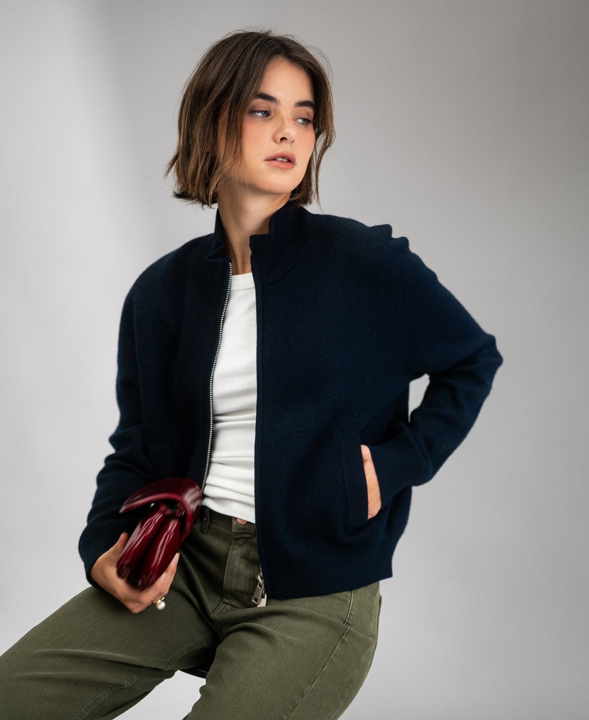Merino-Bomberjacke LA MILA Dunkelblau