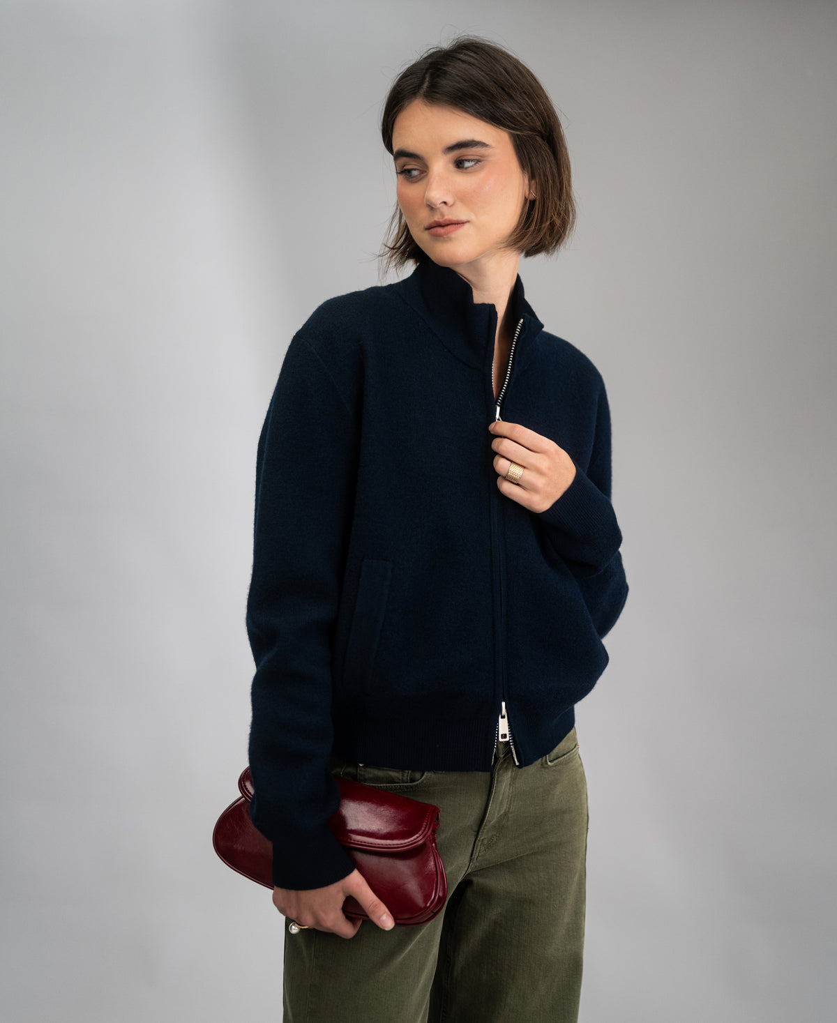 Merino-Bomberjacke LA MILA Dunkelblau