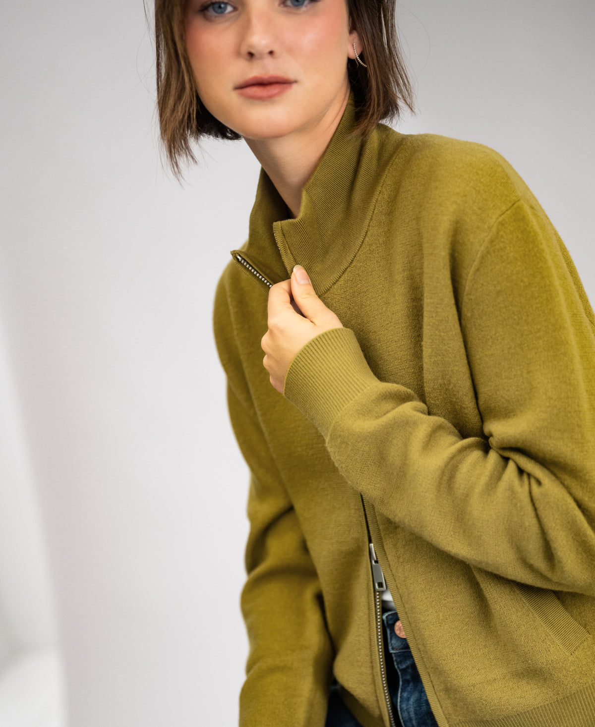 Merino-Bomberjacke LA MILA Olivgrün