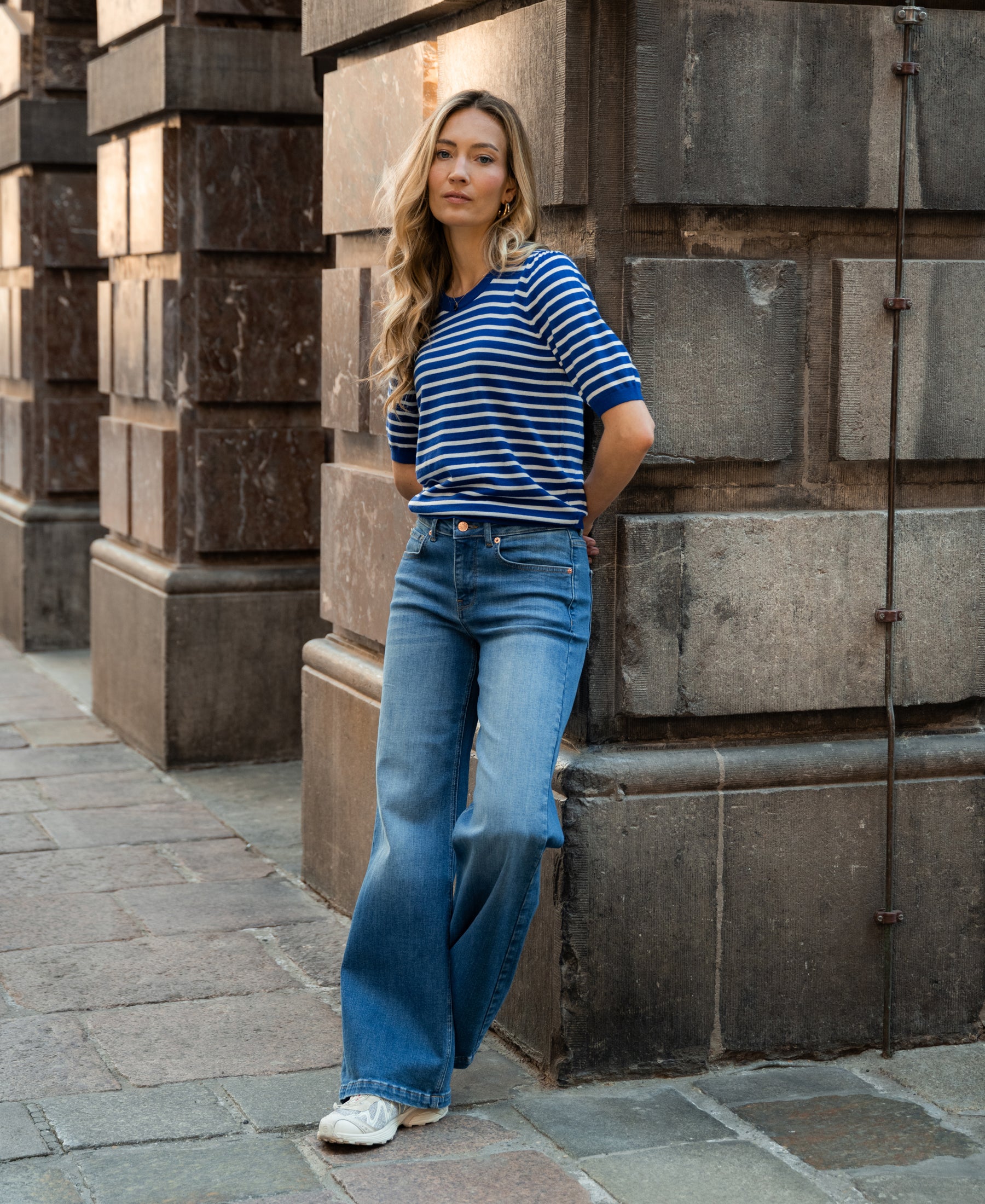 Striped sweater LA MILOU Blue-Ivory
