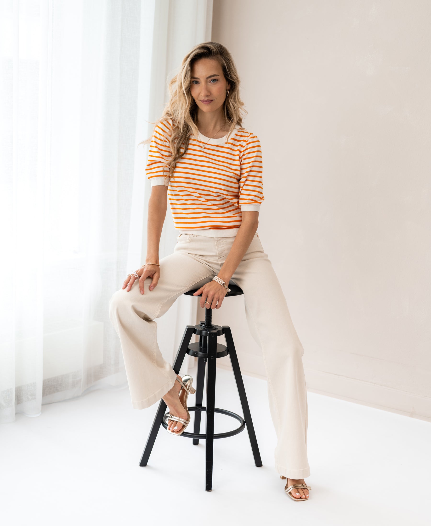 Streepjestrui LA MILOU Ivoor-Oranje