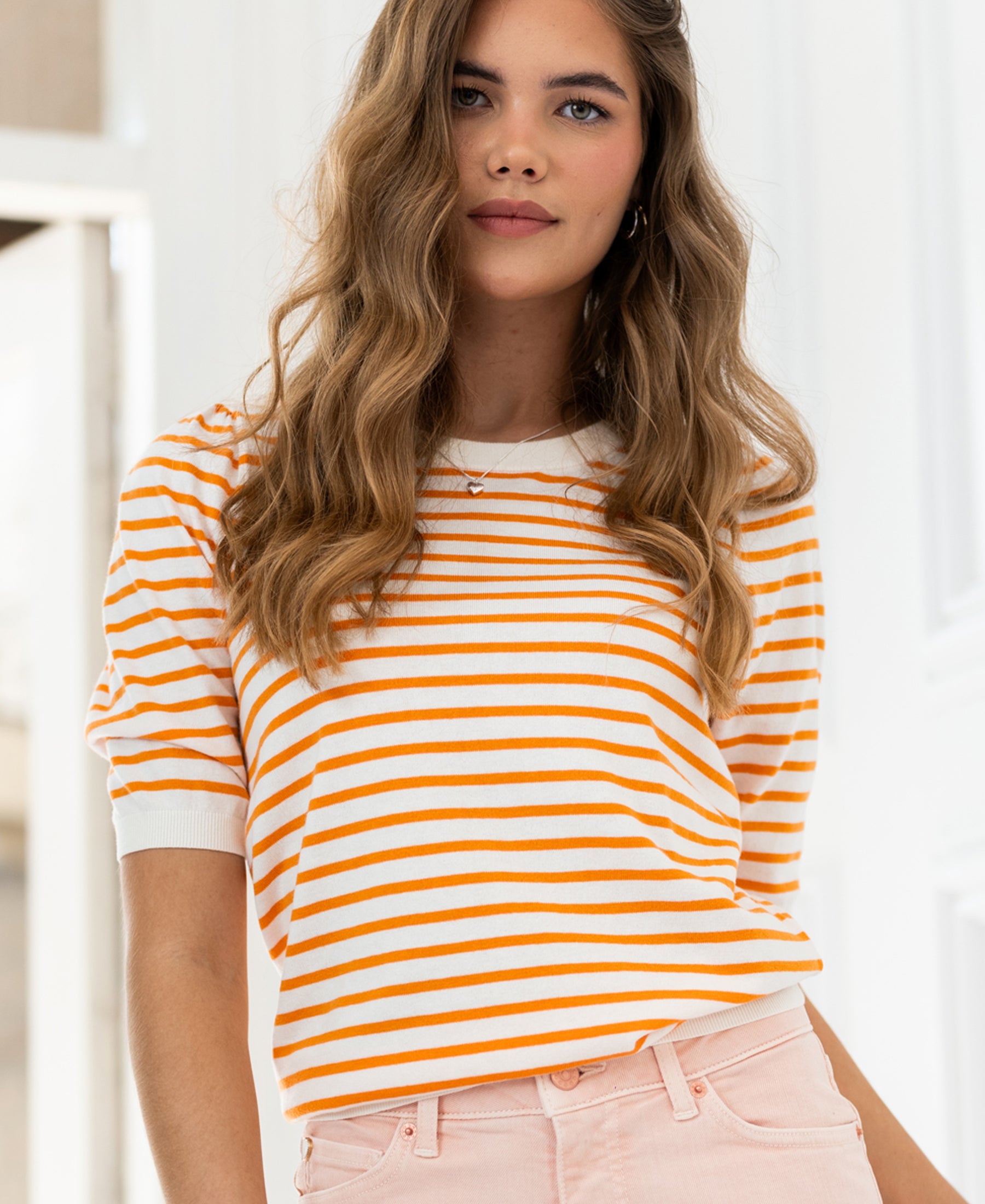 Streepjestrui LA MILOU Ivoor-Oranje