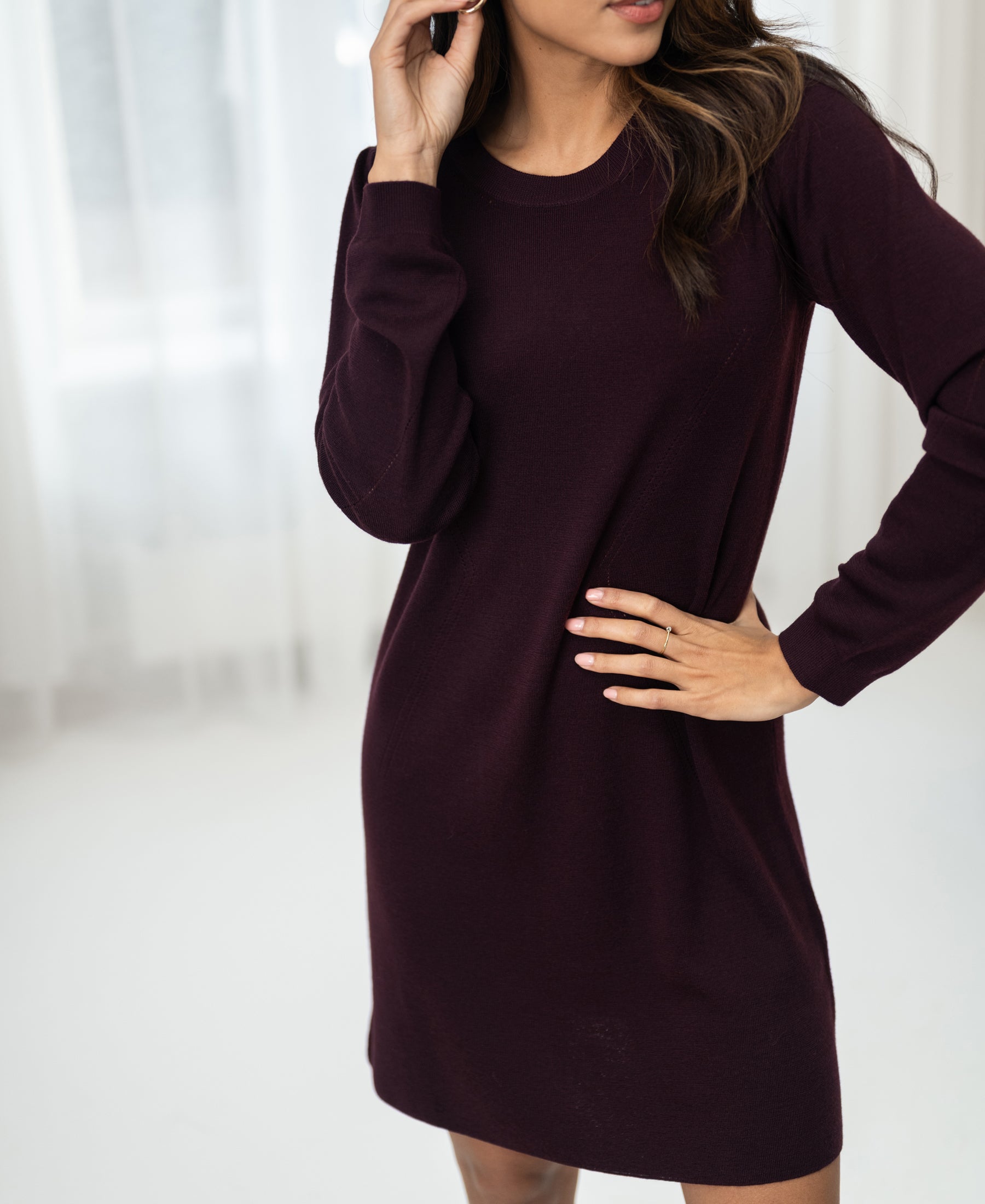 Merinowollen jurk LA MIMI Aubergine