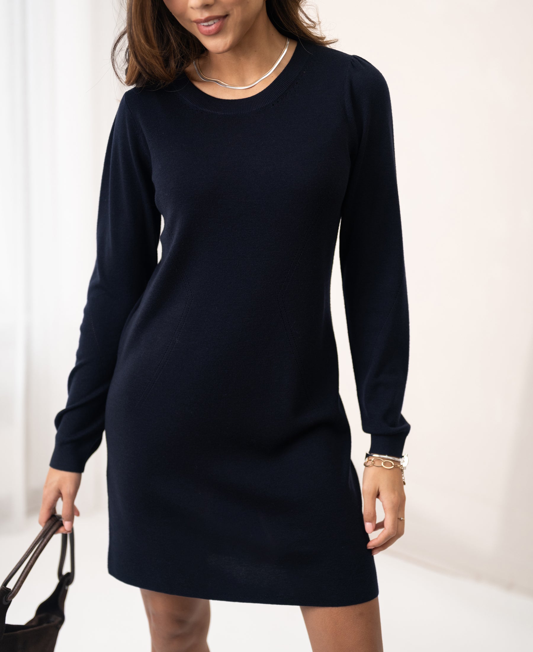 Merinowollen jurk LA MIMI Donkerblauw